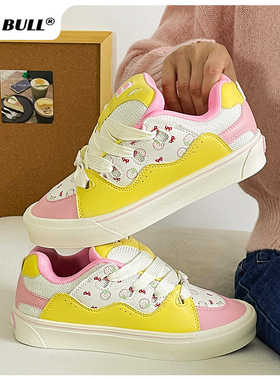 GLO BULL爆款黄色板鞋女设计感小众新款厚底百搭休闲鞋女款面包鞋