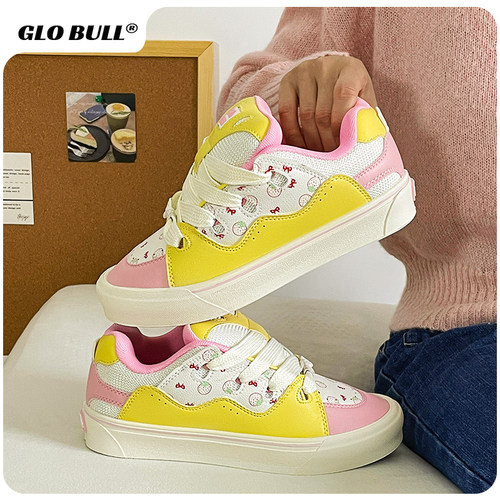 GLO BULL爆款黄色板鞋女设计感小众新款厚底百搭休闲鞋女款面包鞋