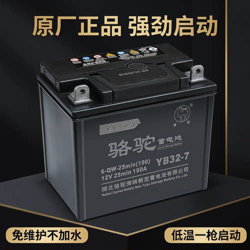 骆驼电池12V32A三轮免维护蓄电瓶