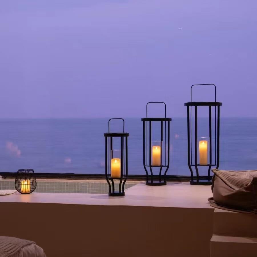 中式复古落地烛台灯中古侘寂风不锈钢烛台摆件酒店民宿茶室装饰