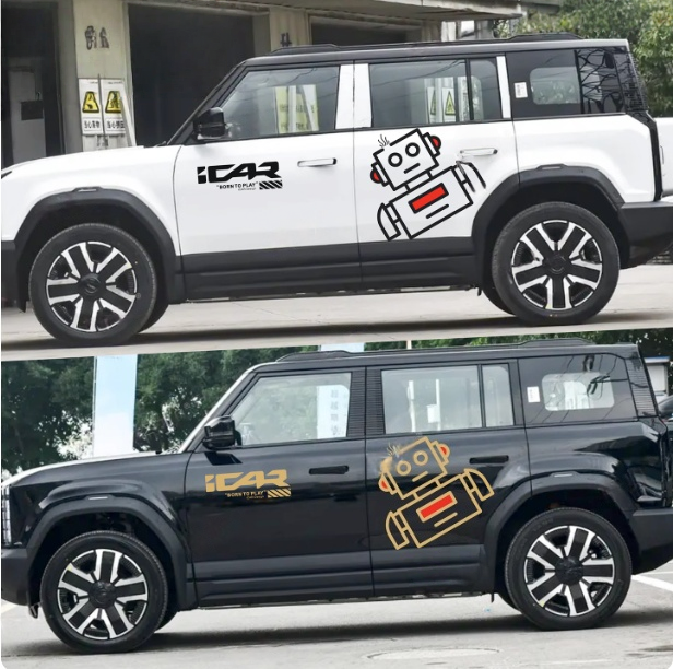 适用于奇瑞iCAR 03车贴拉花 icar03个性改装饰车身机器人贴纸贴画