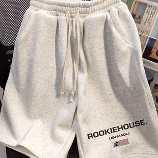 个性 宽松抽绳情侣五分裤 街头运动直筒短裤 夏季 男女款 100%纯棉美式