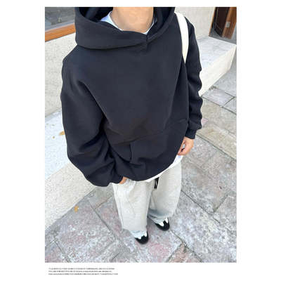 秋冬重磅慵懒风纯色韩版休闲卫衣