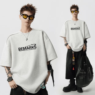 夏季 宽松学生短袖 休闲男生上衣 穿搭半袖 280g重磅情侣T恤拉链美式