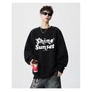 美式 重磅圆领卫衣男秋冬潮牌高级感字母印花宽松情侣上衣加绒加厚