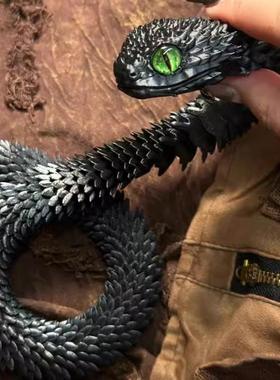 。3d打印蛇新款蝰蛇全身关节可动立体渐变水晶夜光龙可活动关节儿