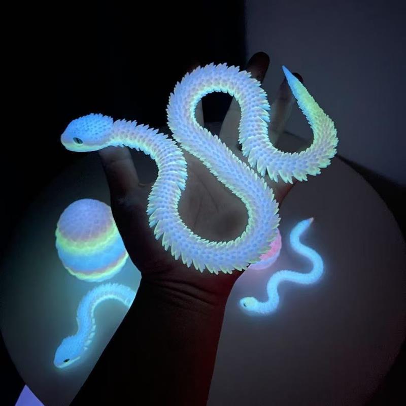 。3D打印夜光彩虹龙蛋水晶飞龙蝰蛇套装全身关节可活动蝰蛇玩具礼