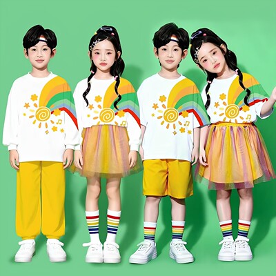 儿童啦啦队演出服幼儿园班服合唱舞蹈表演服春季小学生运动会服装