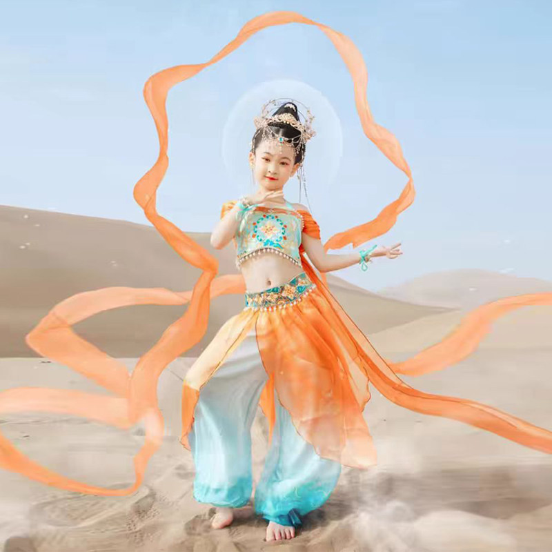 儿童敦煌飞天乐鼓演出服舞蹈服装