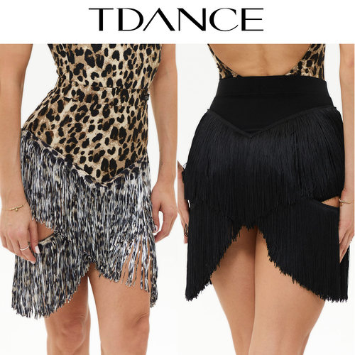 TDANCE镂空双层流苏半裙