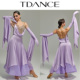 TDANCE摩登舞裙 国标舞华尔兹大摆表演演出比赛服CM01 暮色紫韵