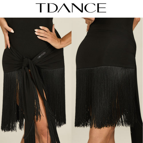 TDANCE一片式系带流苏半裙