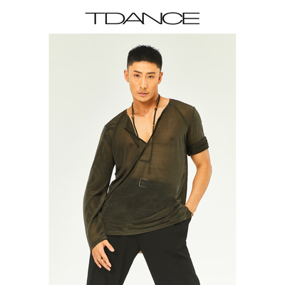 TDANCE纱质小V领速干上衣