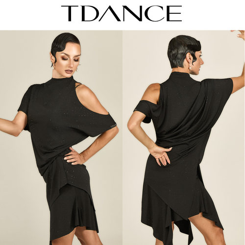 TDANCE烫钻宽松漏肩上衣