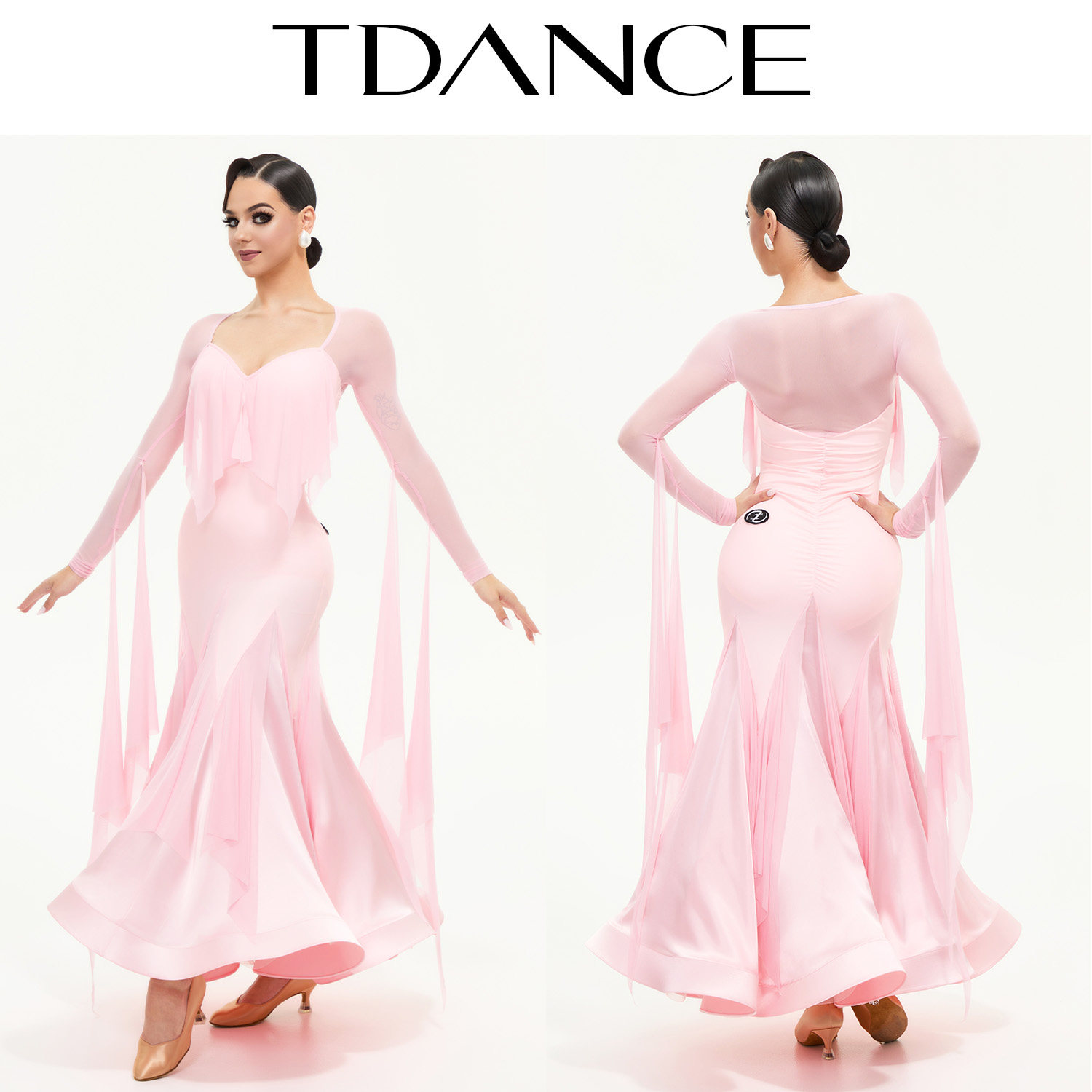 TDANCE摩登表演服【粉雾漫舞】飘逸交谊舞浅粉鱼骨大摆华尔兹SM16,运动/瑜伽/健身/球迷用品,摩登舞套装(含演出服),淘宝优惠券,粉丝福利购,淘宝优惠卷