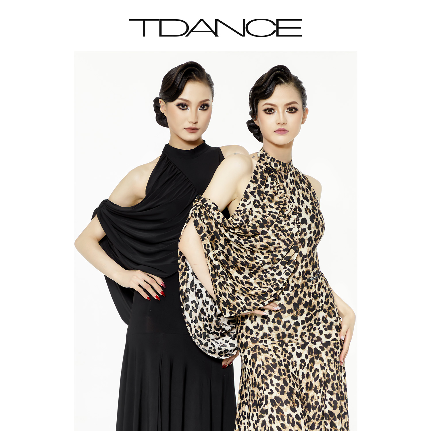 TDANCE设计感【不对称抓褶挂壁】上衣国标舞练习服带胸垫JM-09