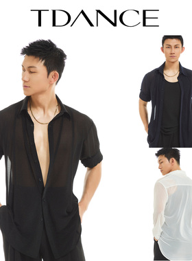 TDANCE男士拉丁舞练习服【二代翻领纱质衬衫】轻薄表演速干BS-40