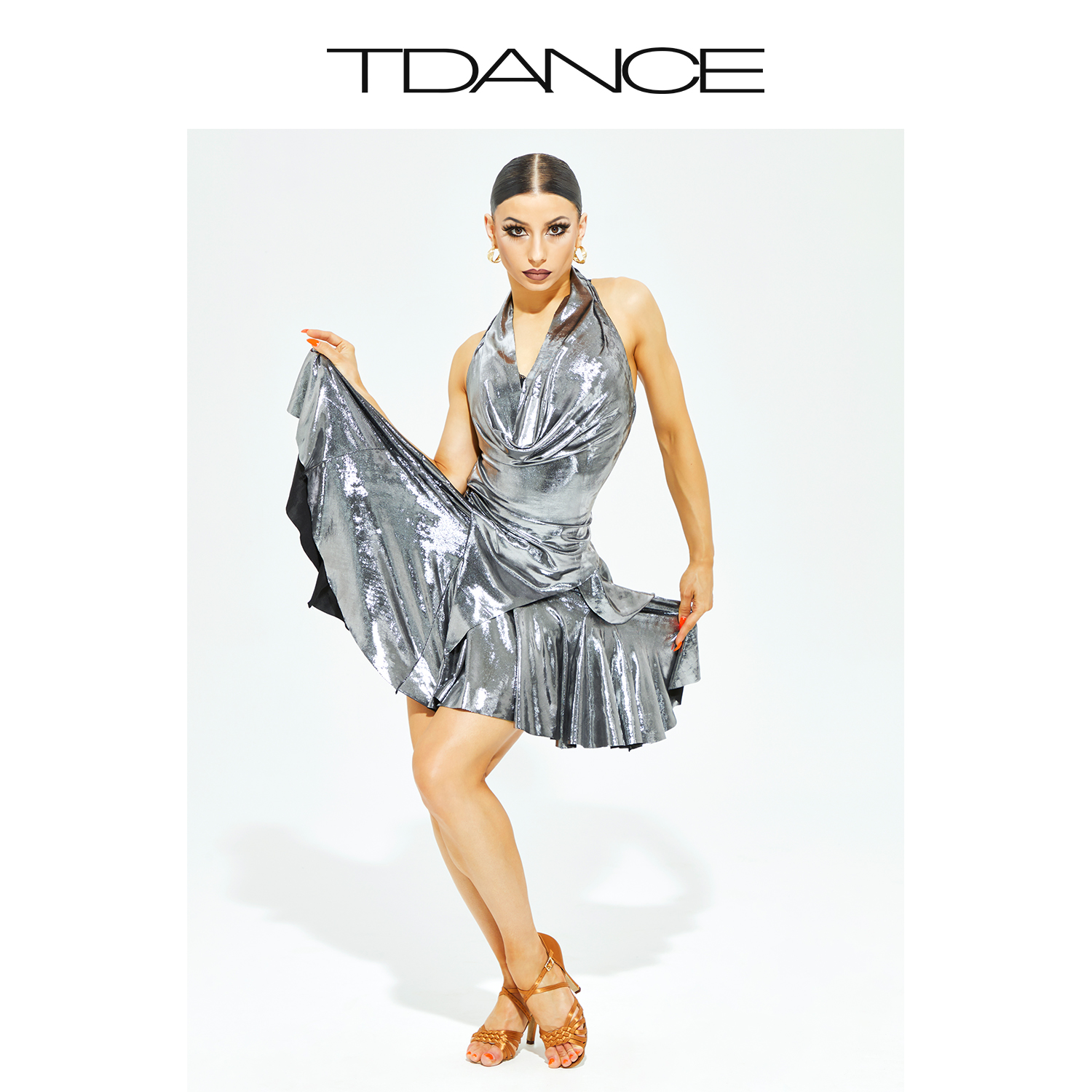 TDANCE2024国标舞练习服挂脖荡领上衣日常穿搭设计感成人女均码