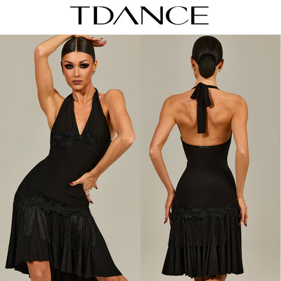 TDANCE织带挂脖绑带连体上衣