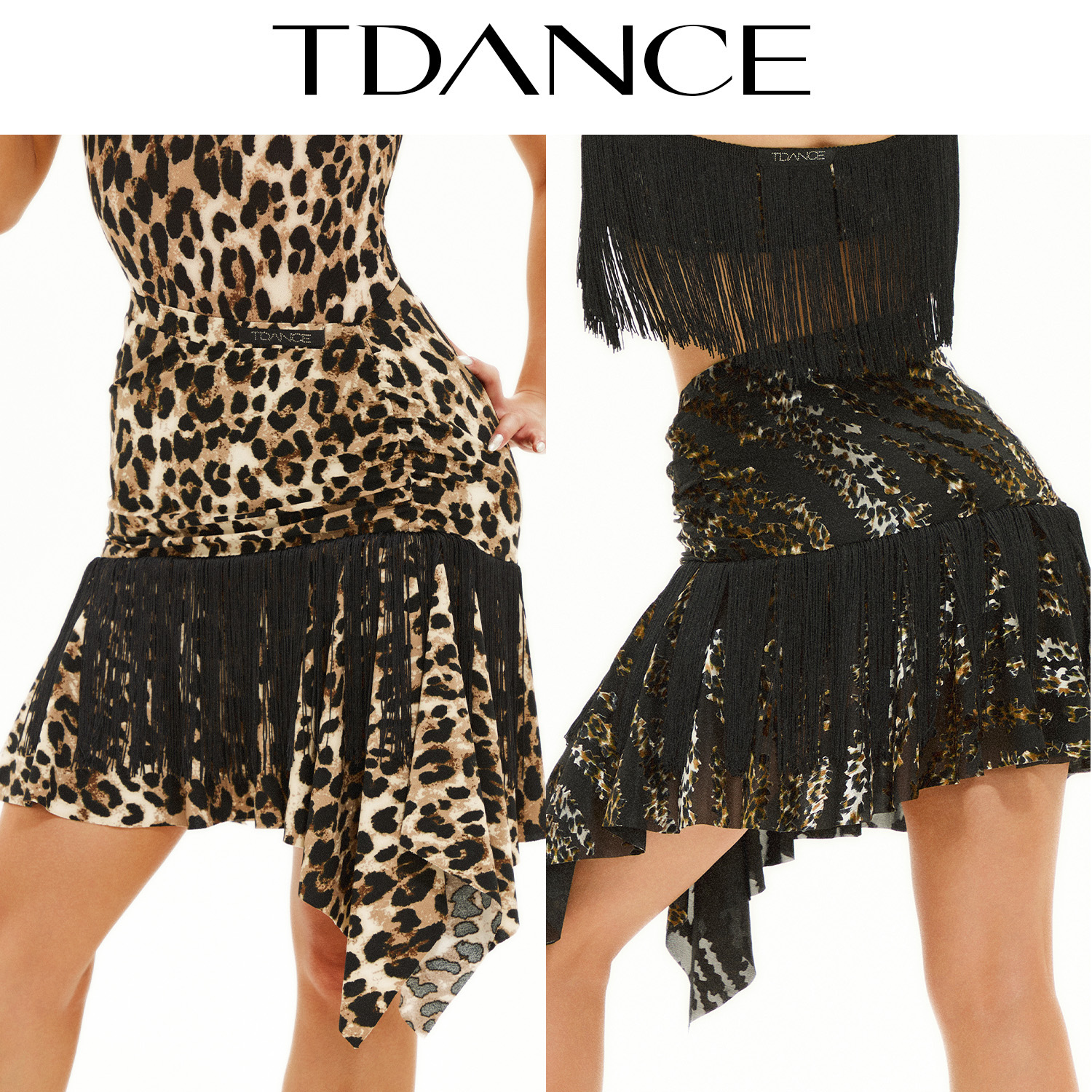 TDANCE拉丁舞练习服斜腰半裙