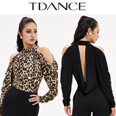 教师教课成人女JM TDANCE摩登舞专业 漏肩露背兜领连体上衣