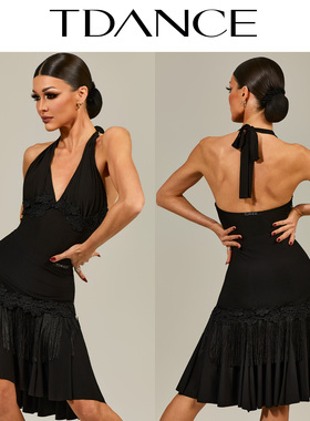 TDANCE拉丁女【织带流苏大摆半裙】练功服百搭表演班服上课GL-243