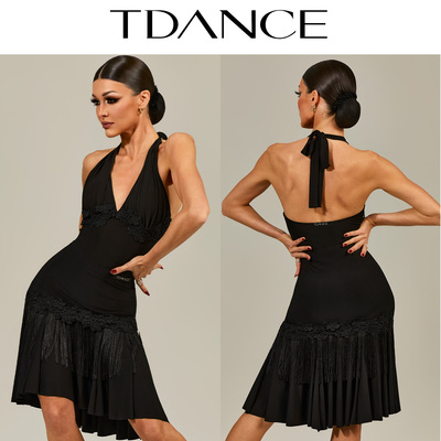 TDANCE织带流苏大摆半裙