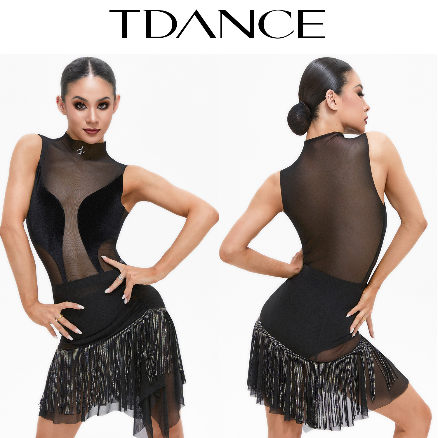 TDANCE拉丁斜腰流苏半裙
