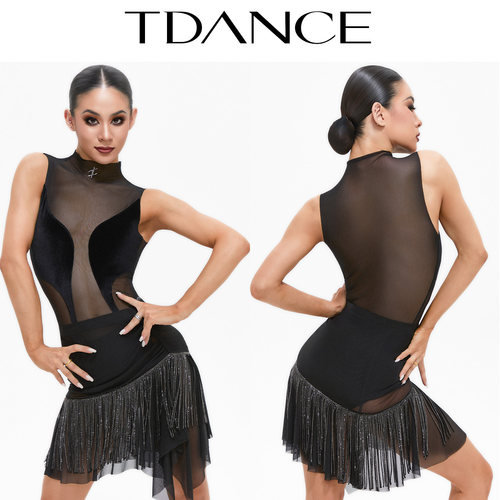 TDANCE拉丁斜腰流苏半裙