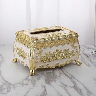 欧式纸巾盒客厅卧室ktv抽纸盒树脂环保彩绘茶几摆件收纳塑料创意