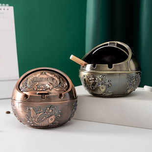 金色翻盖烟灰缸创意家用客厅办公室桌面时尚 防摔烟缸 个性