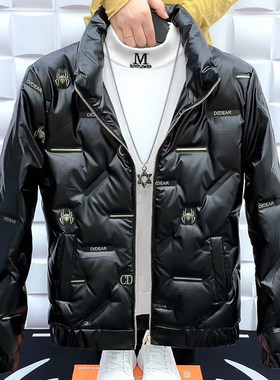 冬季外套男立领短款亮面羽绒服