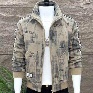 精神小伙夹克男冬季韩版潮流痞帅复古灯芯绒上衣保暖外套加绒棉服