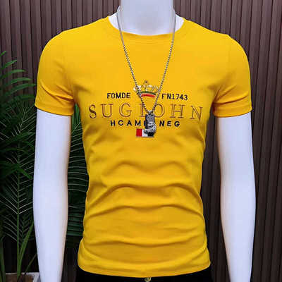 潮牌社会小伙短袖男刺绣字母t恤