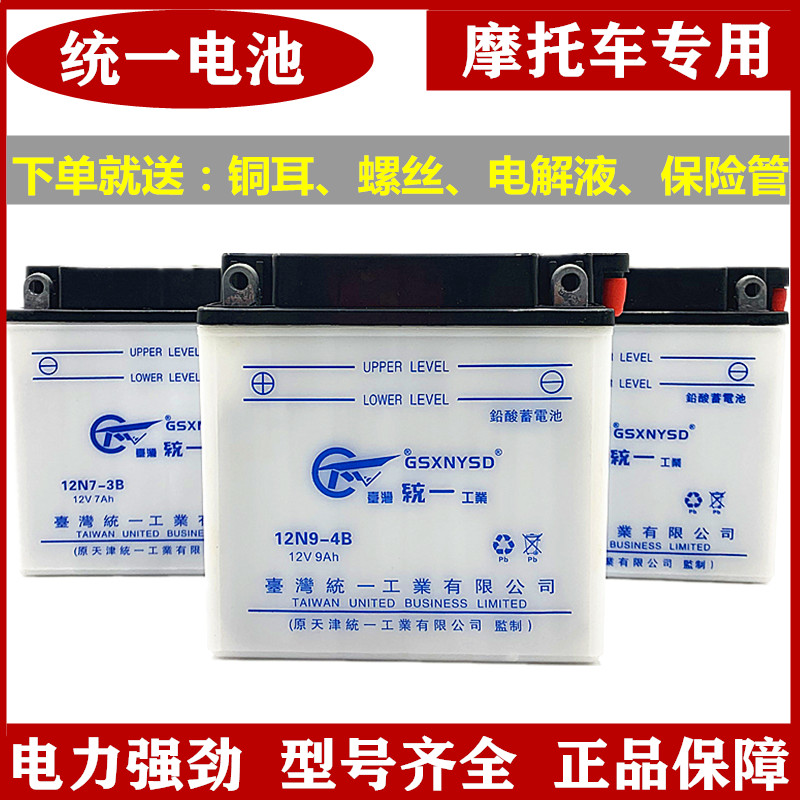 统一摩托车电瓶12v电池水电瓶三轮钱江125 150弯梁嘉陵踏板助力车