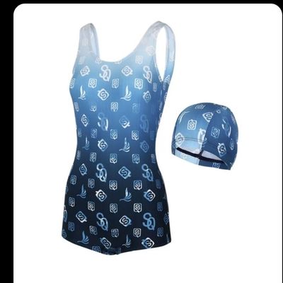 三奇游泳衣女新款保守游泳馆专用带泳帽连体平角专业竞速训练泳装