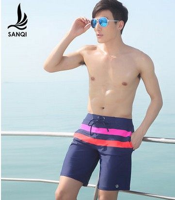 三奇男泳裤加肥加大码平角透气宽松运动休闲度假五分裤温泉沙滩裤