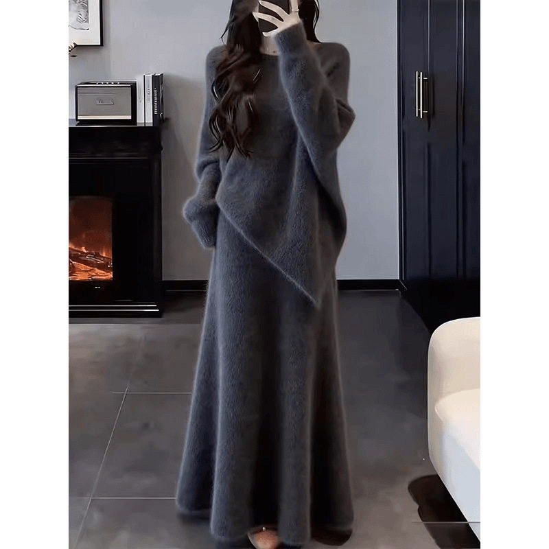 温柔慵懒风毛衣半身裙两件套女秋冬氛围感气质显瘦套装长袖套装