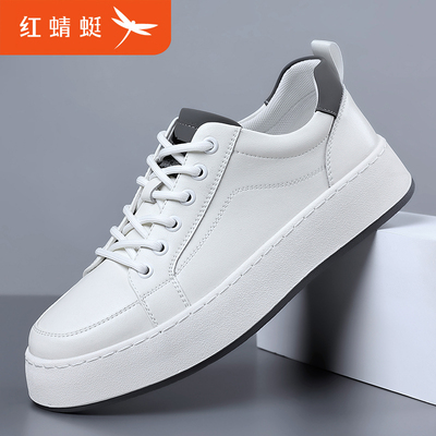 红蜻蜓男鞋真皮透气休闲时尚板鞋