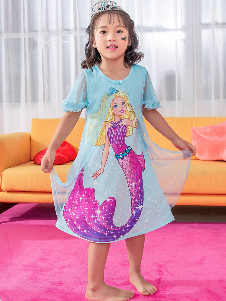 女童睡裙美人鱼公主可爱宝宝夏季短袖儿童睡衣裙子棉小女孩童装,童装/婴儿装/亲子装,家居裙/睡裙,淘宝优惠券,粉丝福利购,淘宝优惠卷