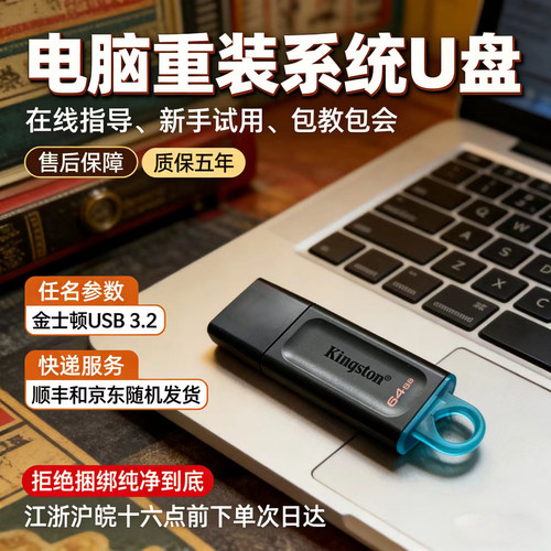 系统u盘金士顿电脑重装一键安装机win10专业7旗舰w11纯净pe启动