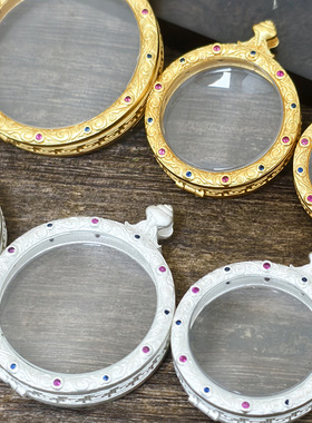 新款圆形纯铜镀金唐卡盒多尺寸盒子佛牌盒子嘎乌盒唐卡吊坠高档