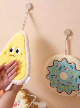 擦手巾可挂式吸水毛巾洗手巾宝宝擦手布可爱奶酪饼干亲肤柔软儿童