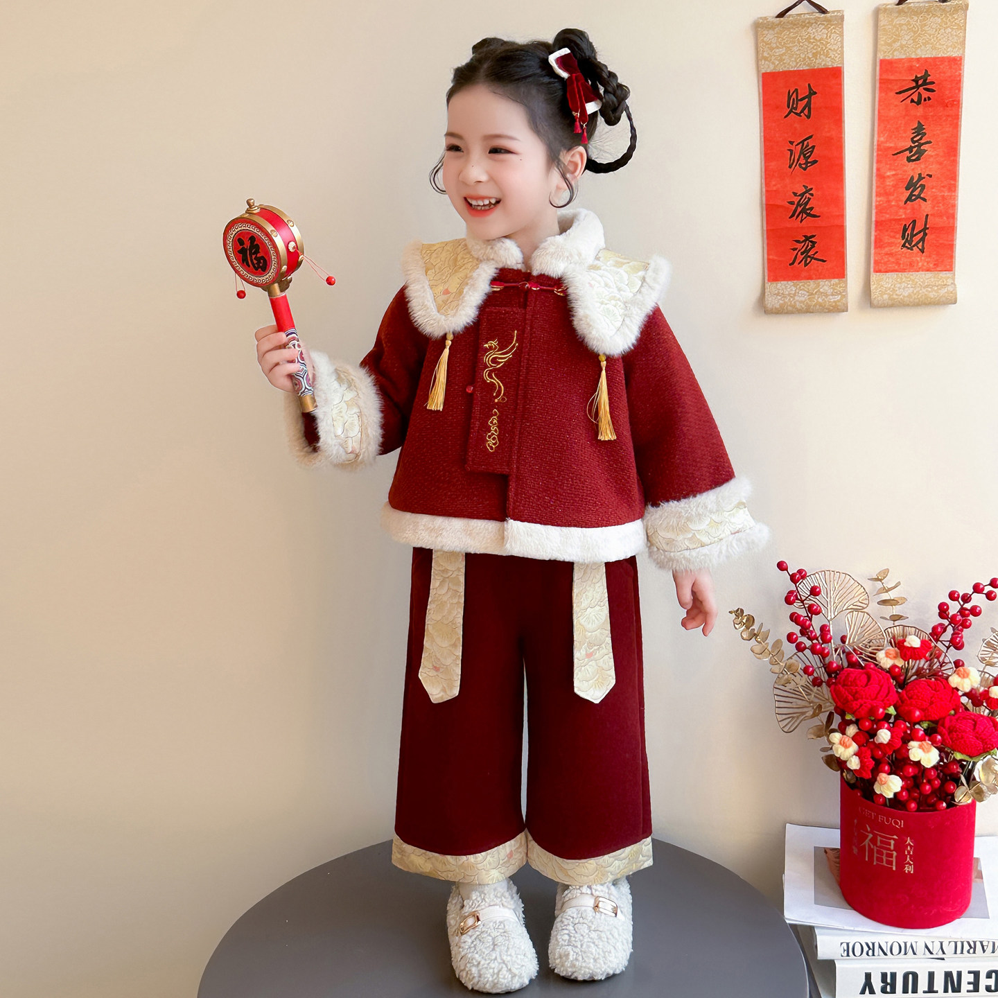 女童拜年服2025冬季新款