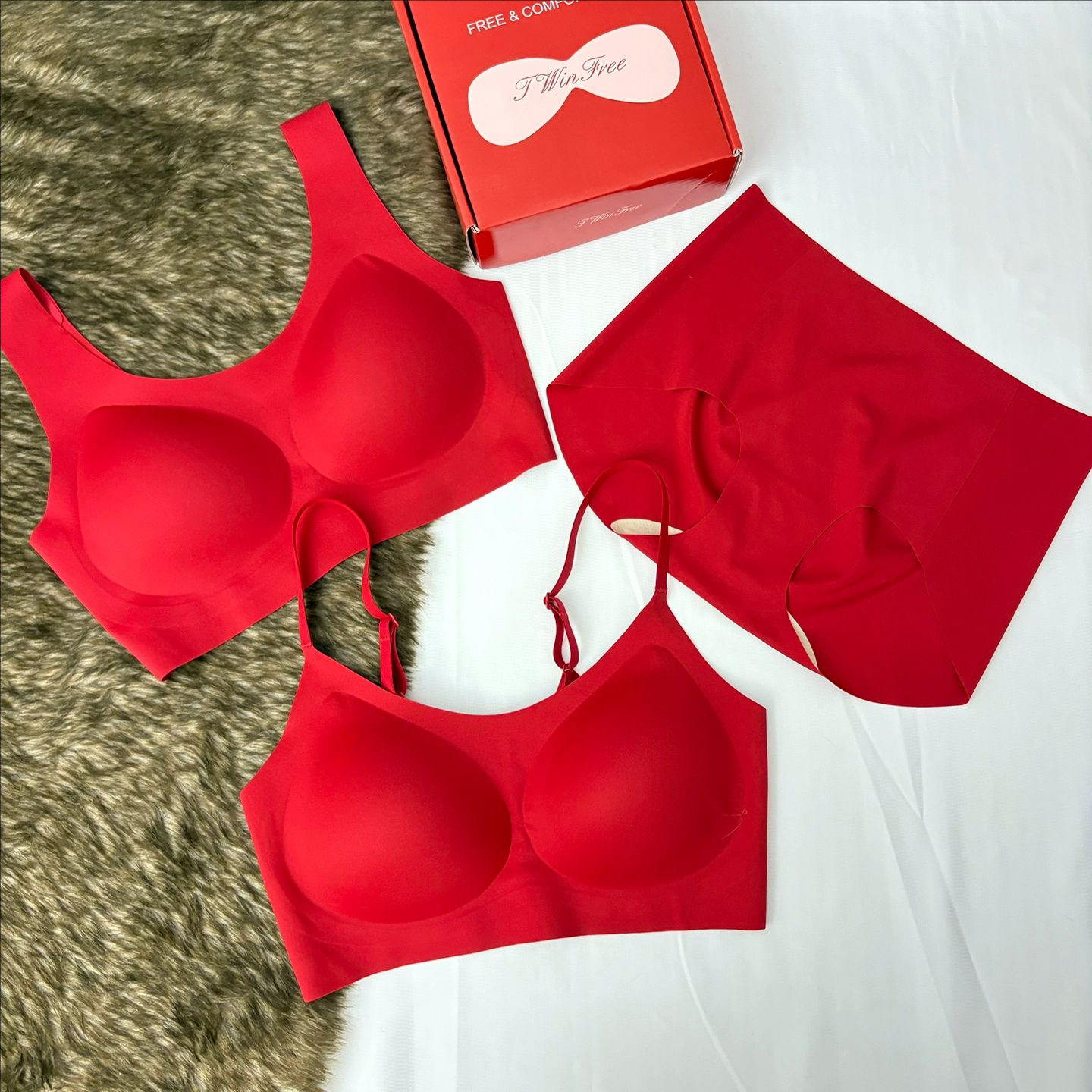 大红色女士内衣套装本命年文胸