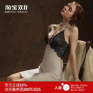 雅小姐吊带睡裙女2025款 带胸垫性感禁欲系深v蕾丝睡衣 包臀夏季