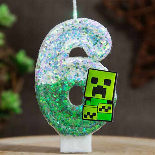 我的世界僵尸数字6生日蛋糕蜡烛