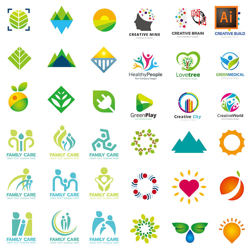 绿色环保科技教育人物几何logo图标图形标志设计ai矢量设计素材