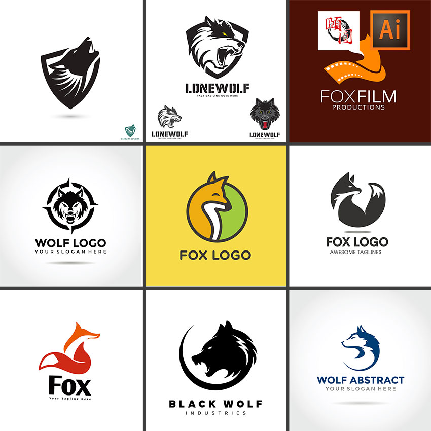 狼狐狸logo创意标志图标ai矢量设计素材
