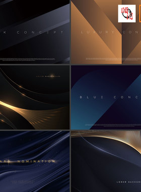 高档黑色金色立体几何渐变色简约抽象商务矢量背景AI矢量设计素材